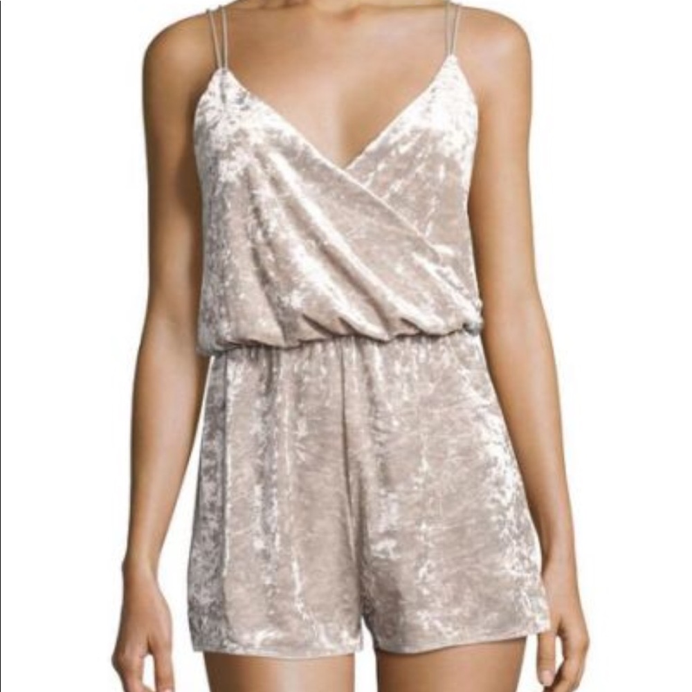 ROMEO & JULIET COUTURE Stone Gray Velvet Romper - Picture 2 of 5